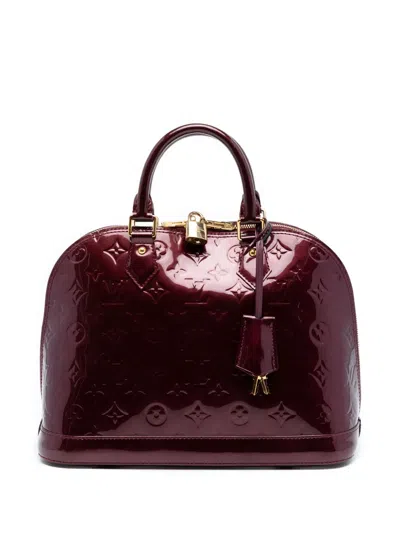 Pre-owned Louis Vuitton 2013 Monogram Vernis Alma Pm Handbag In Red