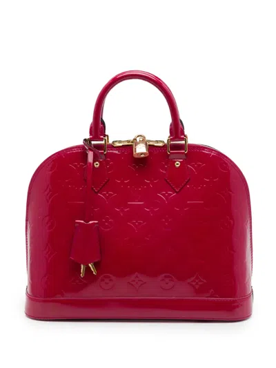 Pre-owned Louis Vuitton 2013 Monogram Vernis Alma Pm Handbag In Red