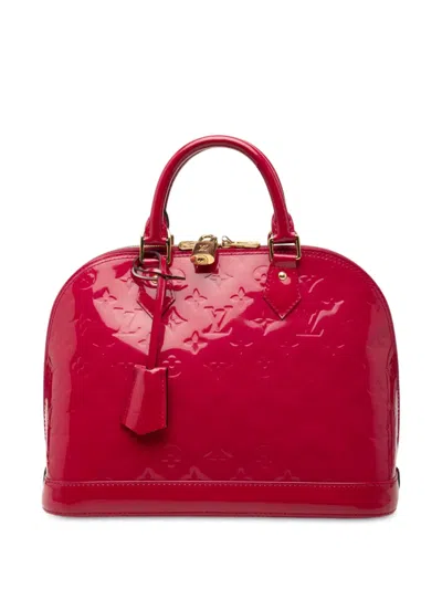 Pre-owned Louis Vuitton 2013 Monogram Vernis Alma Pm Handbag In Red