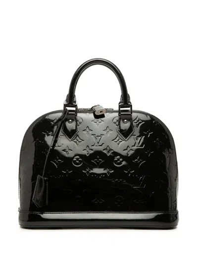 Pre-owned Louis Vuitton 2013 Monogram Vernis Alma Pm Satchel In Black