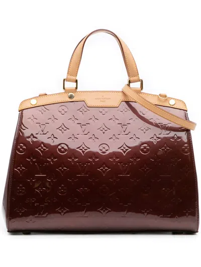 Pre-owned Louis Vuitton 2013 Monogram Vernis Brea Gm Satchel In Red