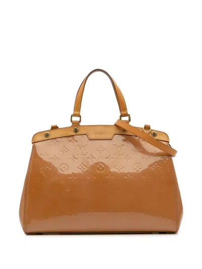 Pre-owned Louis Vuitton 2013 Monogram Vernis Brea Mm Satchel In Brown