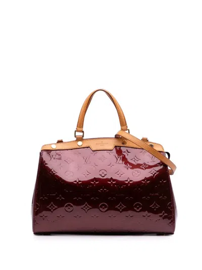 Pre-owned Louis Vuitton 2013 Monogram Vernis Brea Mm Satchel In Red