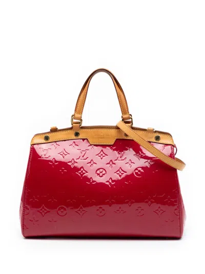 Pre-owned Louis Vuitton 2013 Monogram Vernis Brea Mm Satchel In Red