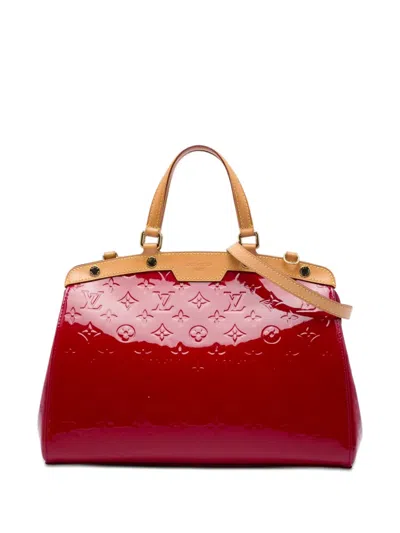 Pre-owned Louis Vuitton 2013 Monogram Vernis Brea Mm Satchel In Red