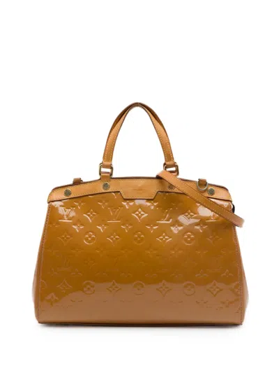 Pre-owned Louis Vuitton 2013 Monogram Vernis Brea Mm Satchel In Yellow