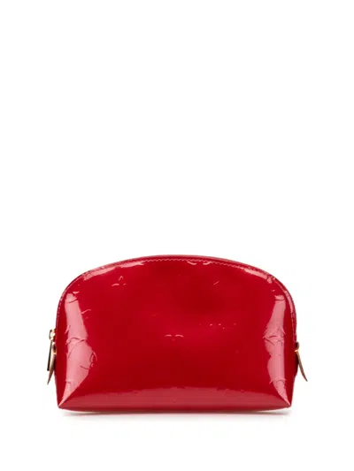 Pre-owned Louis Vuitton 2013 Monogram Vernis Cosmetic Pouch In Red
