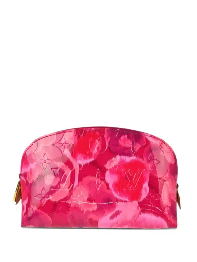 Pre-owned Louis Vuitton 2013 Monogram Vernis Ikat Flower Make Up Bag In Pink