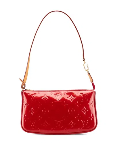 Pre-owned Louis Vuitton 2013 Monogram Vernis Pochette Accessoires Shoulder Bag In Red
