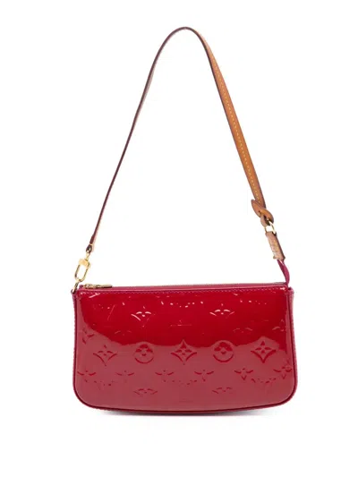 Pre-owned Louis Vuitton 2013 Monogram Vernis Pochette Accessoires Shoulder Bag In Red