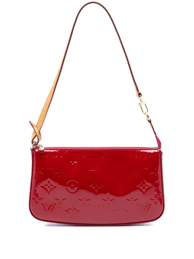 Pre-owned Louis Vuitton 2013 Monogram Vernis Pochette Accessoires Shoulder Bag In Red