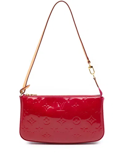 Pre-owned Louis Vuitton 2013 Monogram Vernis Pochette Accessoires Shoulder Bag In Red