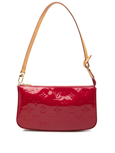 Pre-owned Louis Vuitton 2013 Monogram Vernis Pochette Accessoires Shoulder Bag In Red