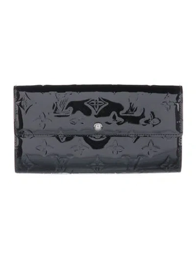 Pre-owned Louis Vuitton 2013 Monogram Vernis Sarah Wallet In Black