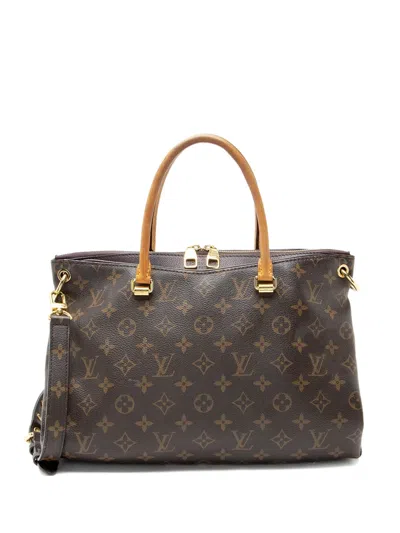 Pre-owned Louis Vuitton 2013 Pallas Monogram Double-zip Tote Bag In Brown