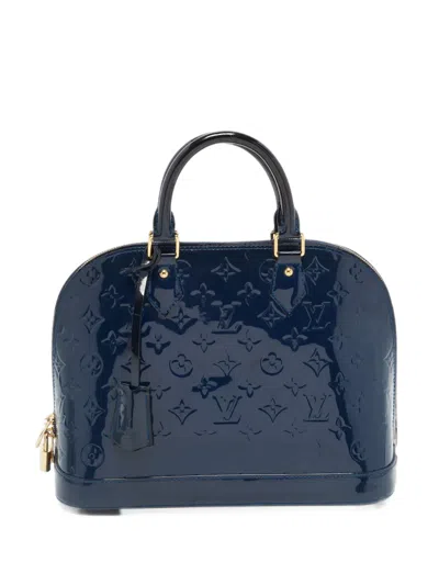Louis Vuitton 2013 Pm Alma Monogram Vernis Tote Bag In Blue