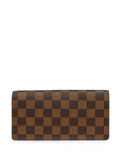 Pre-owned Louis Vuitton 2013 Portefeuille Brazza Damier Ebène Wallet In Brown