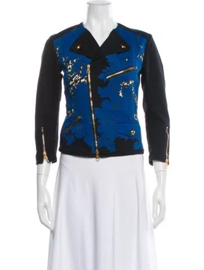 Pre-owned Louis Vuitton 2013 Printed Biker Jacket In Blue