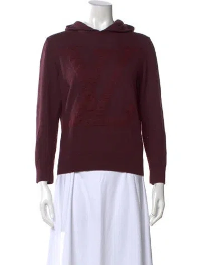 Pre-owned Louis Vuitton 2013 Signature Logo Hoodie In Burgundy