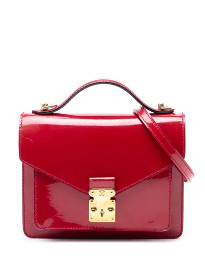 Pre-owned Louis Vuitton 2013 Vernis Monceau Bb Satchel In Red