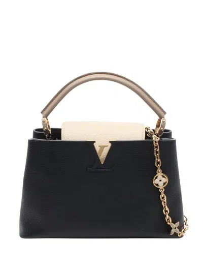 Pre-owned Louis Vuitton 2013-2025 Taurillon Capucines Mm Satchel In Black