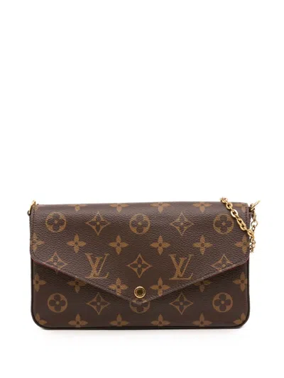 Pre-owned Louis Vuitton 2014-2025 Monogram Pochette Felicie Crossbody Bag In Brown