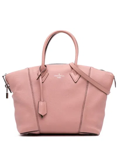 Pre-owned Louis Vuitton 2014-2025 Taurillon Soft Lockit Mm Satchel In Pink
