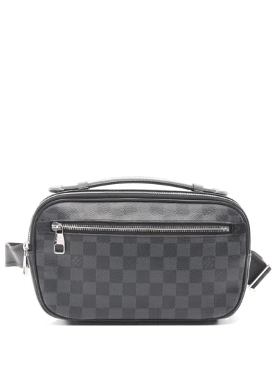 Pre-owned Louis Vuitton 2014 Ambler Damier Graphite Belt Bag In Black