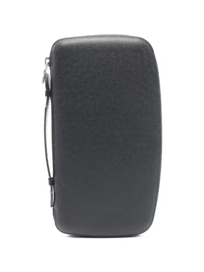 Pre-owned Louis Vuitton 2014 Atoll Taiga Wallet In Black