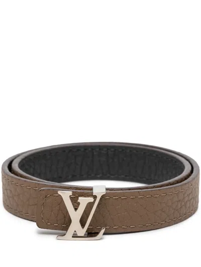 Pre-owned Louis Vuitton 2014 Bicolor Taurillon Lv Initiales Reversible Bracelet Costume Bracelet In Brown