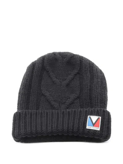 Pre-owned Louis Vuitton 2014 Cable-knit Beanie Hat In Black