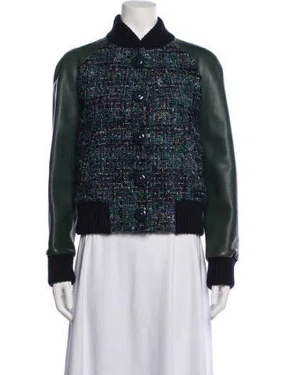 Pre-owned Louis Vuitton 2014 Calfskin Bomber Jacket In Green