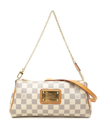 Pre-owned Louis Vuitton 2014 Damier Azur Eva Satchel In White