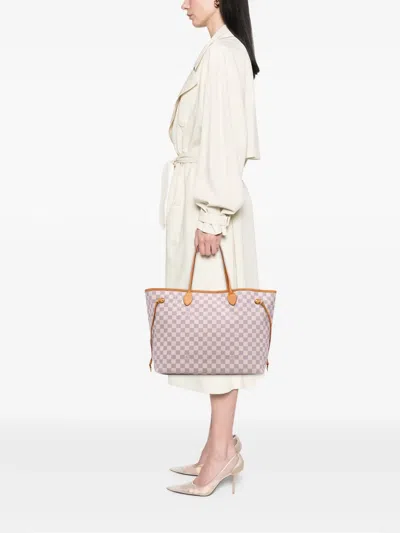 Pre-owned Louis Vuitton 2014 Damier Azur Neverfull Gm Tote Bag In White