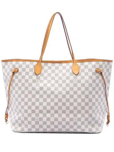 Pre-owned Louis Vuitton 2014 Damier Azur Neverfull Gm Tote Bag In White