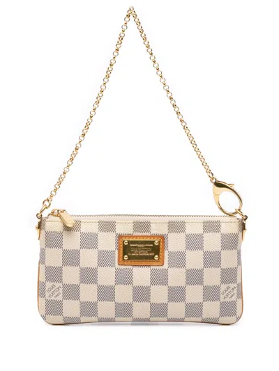Pre-owned Louis Vuitton 2014 Damier Azur Pochette Milla Mm Handbag In White