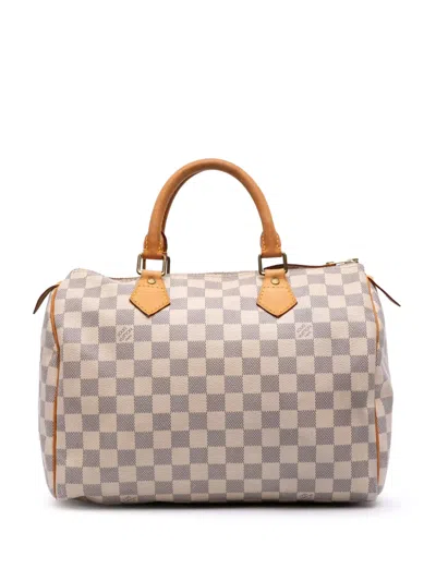 Pre-owned Louis Vuitton 2014 Damier Azur Speedy 30 Boston Bag In White
