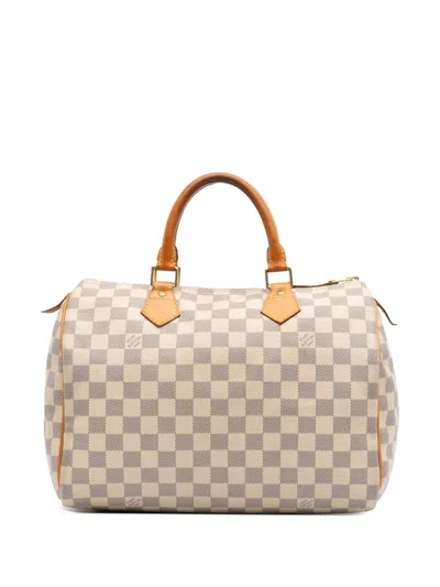 Pre-owned Louis Vuitton 2014 Damier Azur Speedy 30 Boston Bag In White