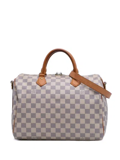 Pre-owned Louis Vuitton 2014 Damier Azur Speedy Bandouliere 30 Satchel In White
