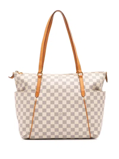 Pre-owned Louis Vuitton 2014 Damier Azur Totally Mm Tote Bag In White