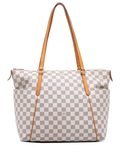 Pre-owned Louis Vuitton 2014 Damier Azur Totally Mm Tote Bag In White