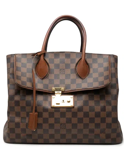 Pre-owned Louis Vuitton 2014 Damier Ebene Ascot Satchel In Brown