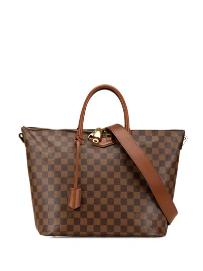 Pre-owned Louis Vuitton 2014 Damier Ebene Belmont Mm Satchel In Brown