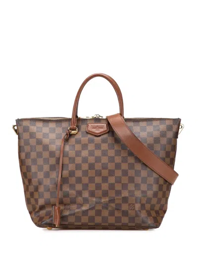 Pre-owned Louis Vuitton 2014 Damier Ebene Belmont Mm Satchel In Brown