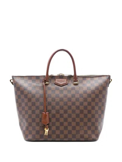 Pre-owned Louis Vuitton 2014 Damier Ebene Belmont Mm Satchel In Brown