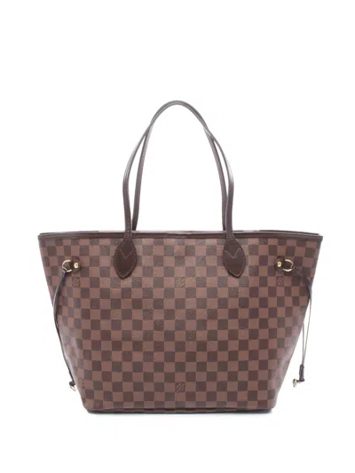 Pre-owned Louis Vuitton 2014 Damier Ebene Neverfull Mm Tote Bag In Brown