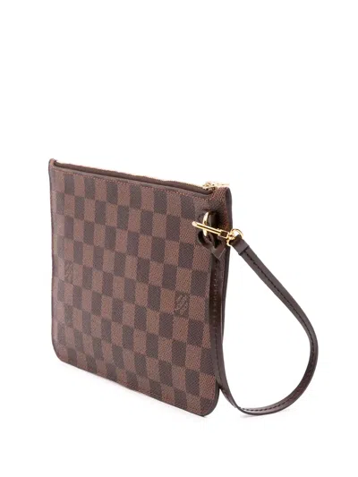 Pre-owned Louis Vuitton 2014 Damier Ebene Neverfull Pochette Pouch In Brown