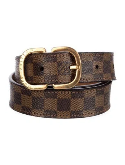Pre-owned Louis Vuitton 2014 Damier Ebene Pattern Belt Kit In Brown