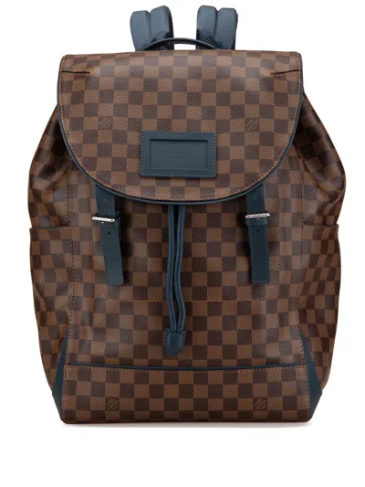 Pre-owned Louis Vuitton 2014 Damier Ebene Runner Backpack In Brown