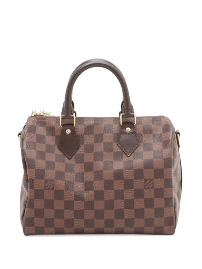 Pre-owned Louis Vuitton 2014 Damier Ebene Speedy Bandouliere 25 Satchel In Brown